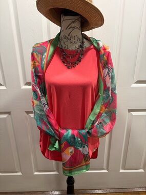 PREMISE Coral Pink Cap Sleeve Tunic